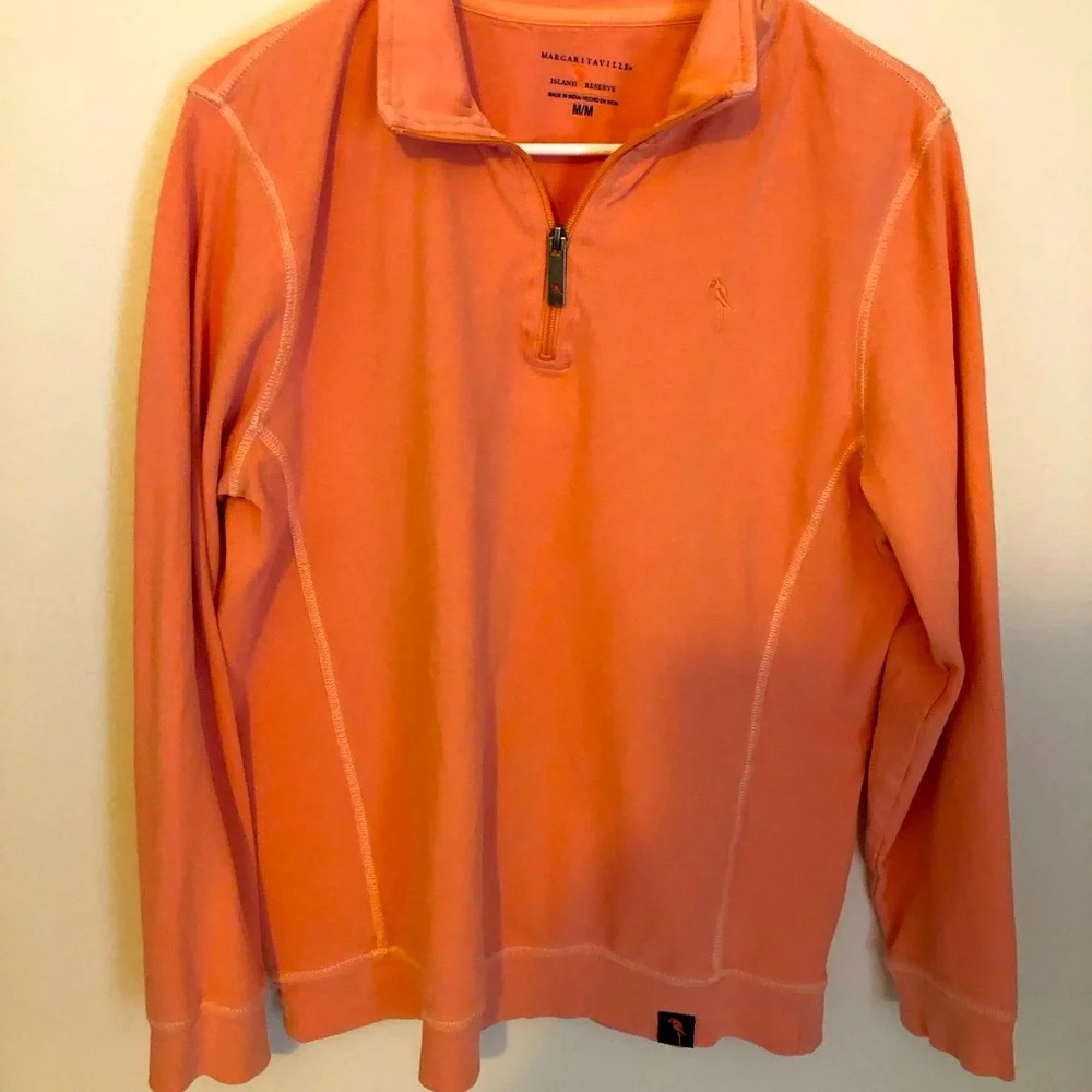 Margaritaville 1/4 Zip Pullover Shirt Medium Coral Island Reserve Long Sleeve